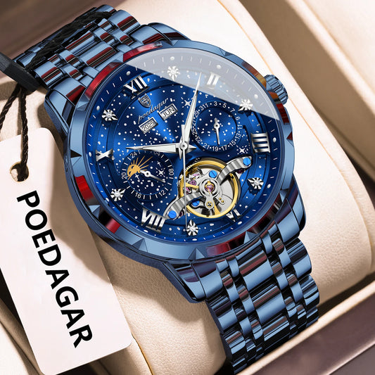 POEDAGAR Excellence – Montre Chronographe Business en Acier Inoxydable