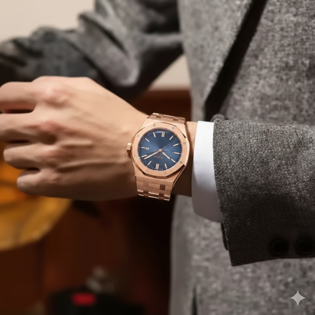 POEDAGAR - Montre à Quartz de luxe King's Oak - 41mm