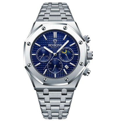 BINBOND Luxury – Montre à Quartz en acier inoxydable