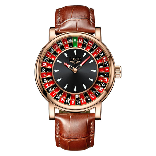 LIGE - La montre "Vegas Royale" – Édition Roulette & Cuir de Saphir - Quartz Japonais Haute Précision