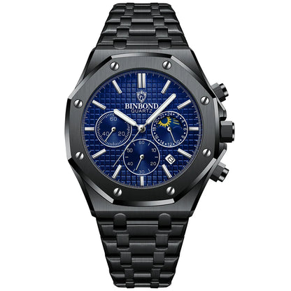 BINBOND Luxury – Montre à Quartz en acier inoxydable