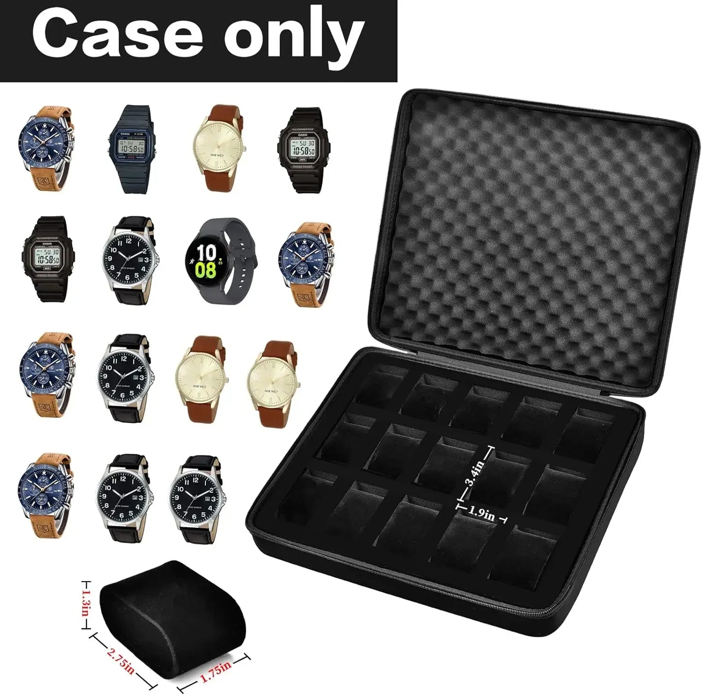 Boite de rangement de Prestige pour Montre avec Coussin de Présentation - 15 rangements