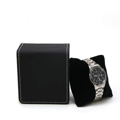Écrin Individuel de Prestige – Cuir Noir et Coussin de Présentation