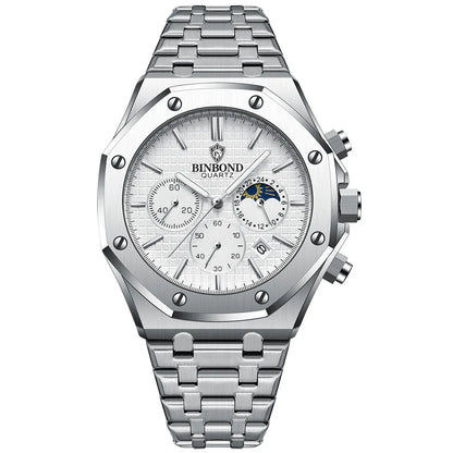 BINBOND Luxury – Montre à Quartz en acier inoxydable
