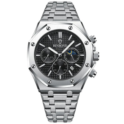 BINBOND Luxury – Montre à Quartz en acier inoxydable